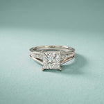 2.30 Ct Princess Cut Moissanite Tapered Accent Engagement Ring