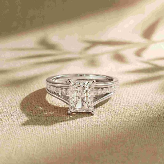 1.80 Ct Radiant Cut Moissanite Classic Accent Ring