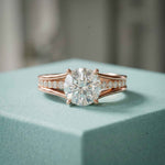 1.80 Ct Round Cut Moissanite Signature Accent Ring