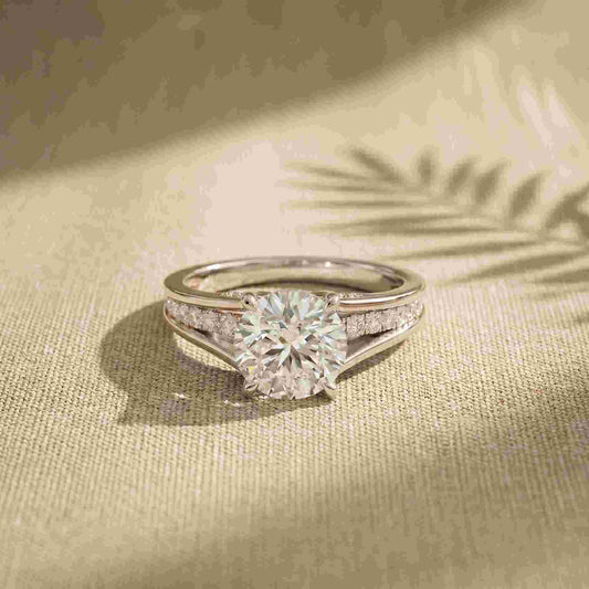 1.80 Ct Round Cut Moissanite Signature Accent Ring