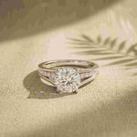 1.80 Ct Round Cut Moissanite Signature Accent Ring