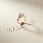 2.30 Ct Asscher Cut Moissanite Split Shank Accent Ring