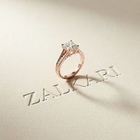 2.30 Ct Asscher Cut Moissanite Split Shank Accent Ring