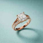 2.30 Ct Asscher Cut Moissanite Split Shank Accent Ring