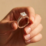 2.30 Ct Asscher Cut Moissanite Split Shank Accent Ring