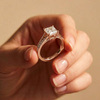 2.30 Ct Asscher Cut Moissanite Split Shank Accent Ring