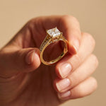 2.30 Ct Asscher Cut Moissanite Split Shank Accent Ring