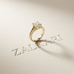2.30 Ct Asscher Cut Moissanite Split Shank Accent Ring