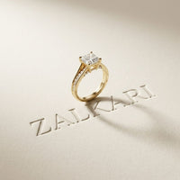 2.30 Ct Asscher Cut Moissanite Split Shank Accent Ring