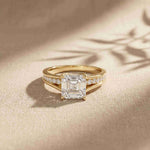 2.30 Ct Asscher Cut Moissanite Split Shank Accent Ring