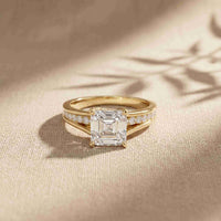 2.30 Ct Asscher Cut Moissanite Split Shank Accent Ring