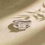 2.30 Ct Asscher Cut Moissanite Split Shank Accent Ring