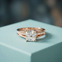 2.30 Ct Cushion Cut Moissanite Elegant Split Shank Ring