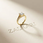 2.30 Ct Cushion Cut Moissanite Elegant Split Shank Ring