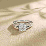 2.30 Ct Cushion Cut Moissanite Elegant Split Shank Ring
