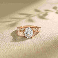 3 Ct Oval Cut Cathedral Pavé Moissanite Ring