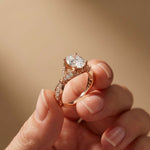 3 Ct Oval Cut Cathedral Pavé Moissanite Ring
