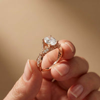 3 Ct Oval Cut Cathedral Pavé Moissanite Ring