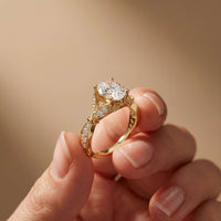 3 Ct Oval Cut Cathedral Pavé Moissanite Ring