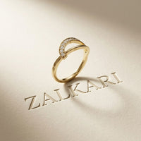 0.11 Ct Round Cut Crossover Pavé Moissanite Ring