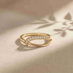 0.11 Ct Round Cut Crossover Pavé Moissanite Ring