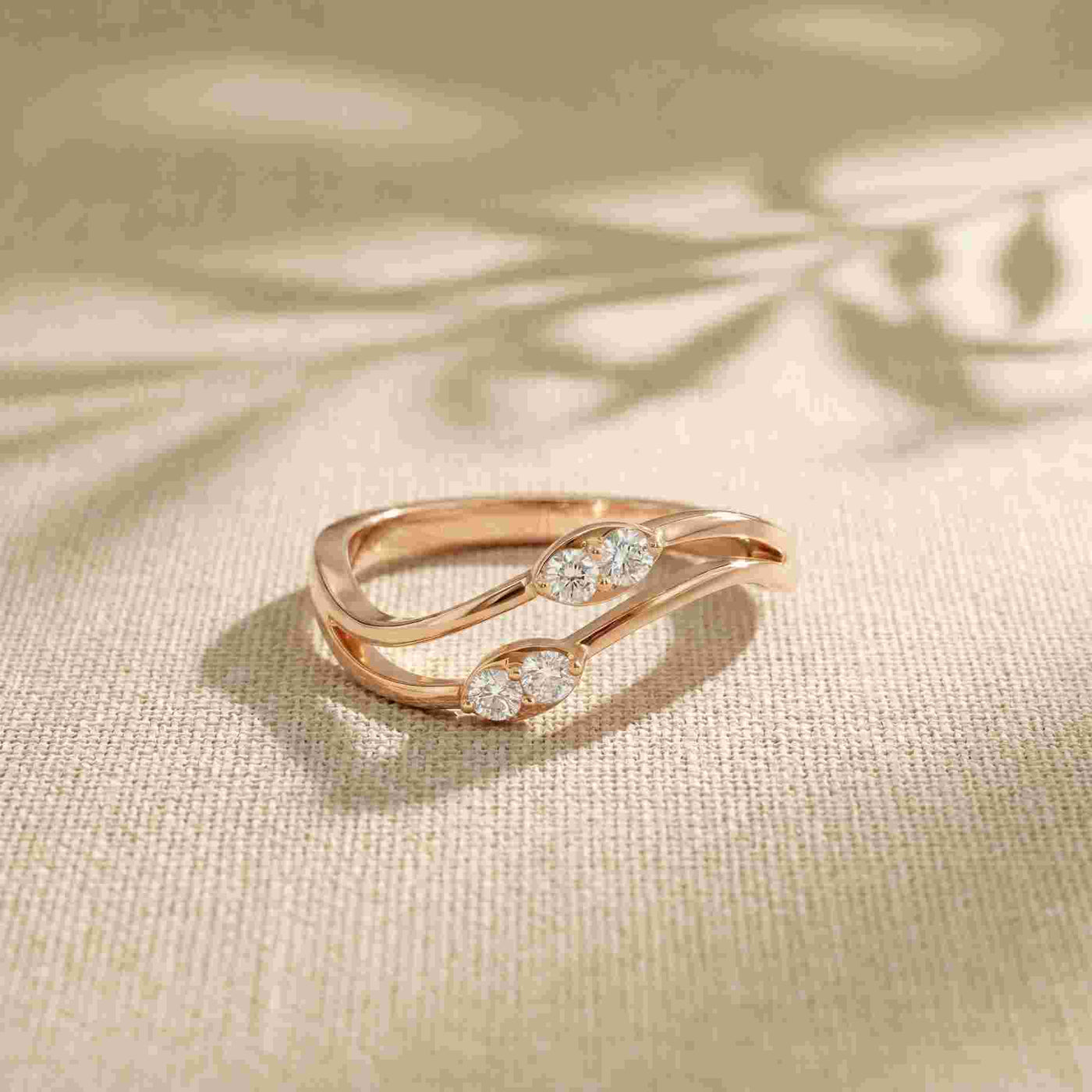 0.15 Ct Round Cut Open Bypass Moissanite Ring