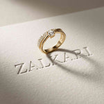 0.70 Ct Round Cut Moissanite Criss Cross Pavé Ring