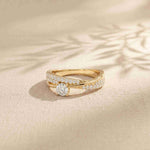 0.70 Ct Round Cut Moissanite Criss Cross Pavé Ring
