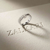 0.70 Ct Round Cut Moissanite Criss Cross Pavé Ring