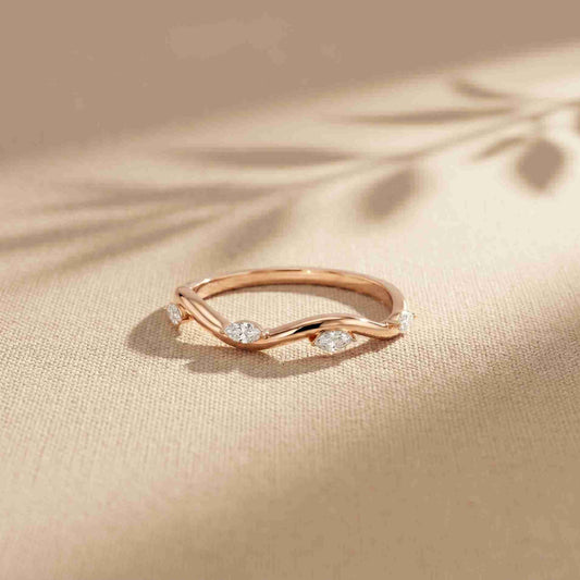 0.10 Ct Marquise Cut Moissanite Twisted Vine Band Ring