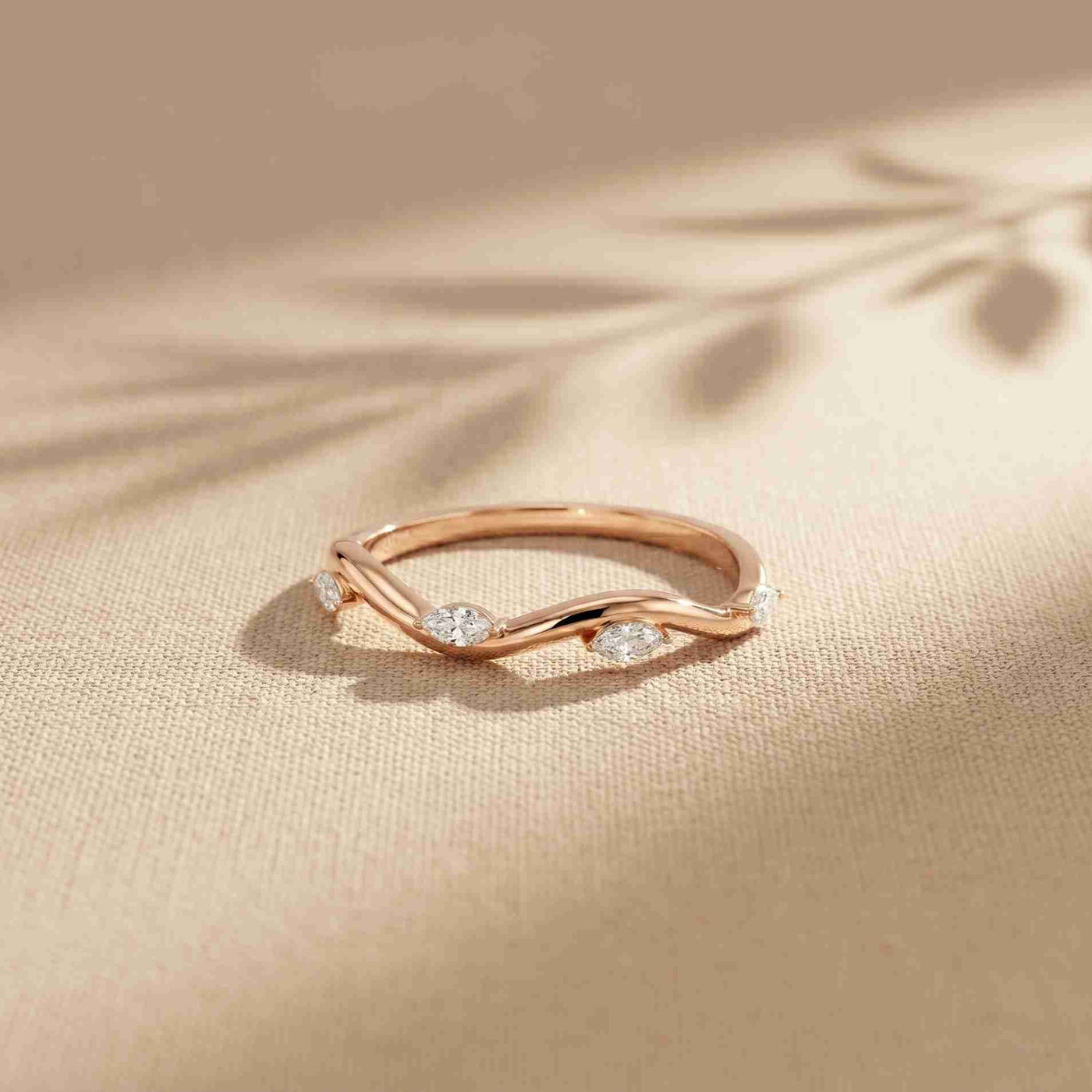 0.10 Ct Marquise Cut Moissanite Twisted Vine Band Ring