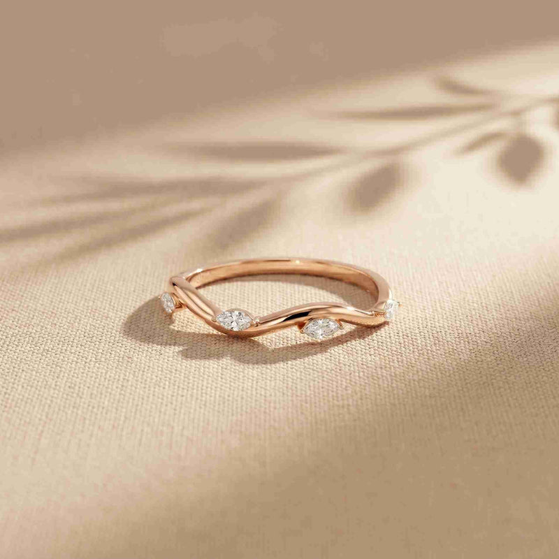 0.10 Ct Marquise Cut Moissanite Twisted Vine Band Ring