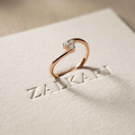0.10 Ct Round Cut Moissanite Bypass Wrap Ring