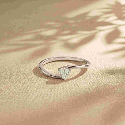 0.10 Ct Round Cut Moissanite Bypass Wrap Ring