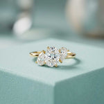 1.55 Ct Oval Cut Moissanite Classic Three Stone Ring