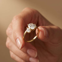 1.55 Ct Oval Cut Moissanite Classic Three Stone Ring