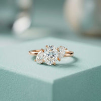 1.55 Ct Oval Cut Moissanite Classic Three Stone Ring