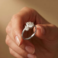 1.55 Ct Oval Cut Moissanite Classic Three Stone Ring