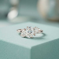 1.55 Ct Oval Cut Moissanite Classic Three Stone Ring