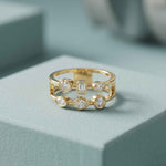 0.50 Ct Multi-Stone Open Gallery Moissanite Ring