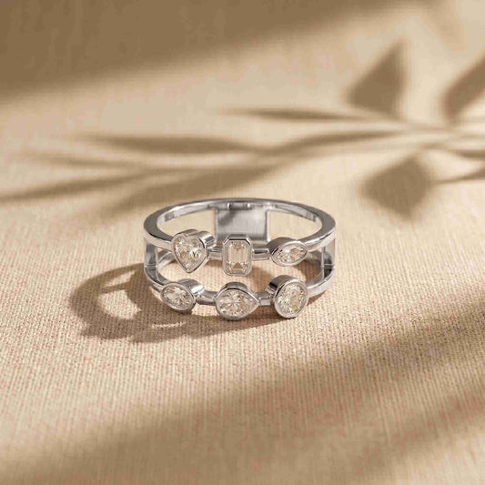 0.50 Ct Multi-Stone Open Gallery Moissanite Ring