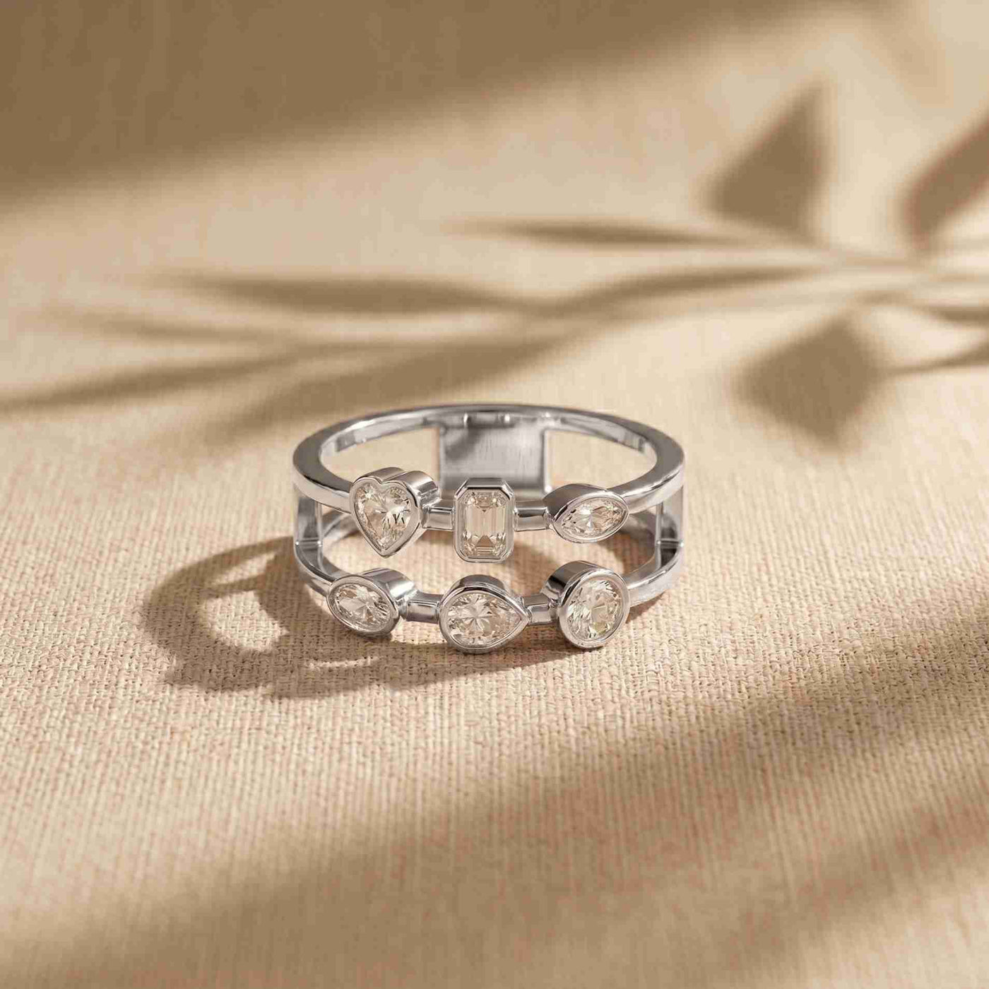 0.50 Ct Multi-Stone Open Gallery Moissanite Ring