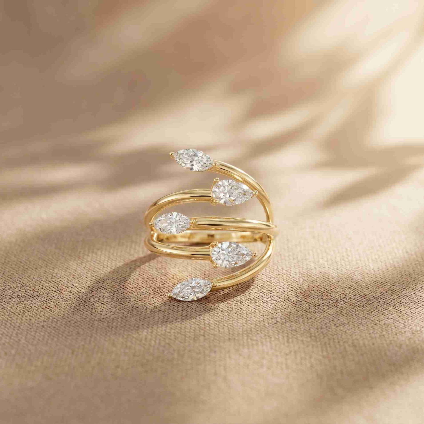 1.20 Ct Marquise Open Wrap Moissanite Ring