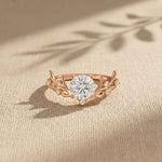 0.95 Ct Round Cut Nature-Inspired Moissanite Ring