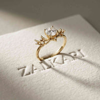 0.95 Ct Round Cut Nature-Inspired Moissanite Ring