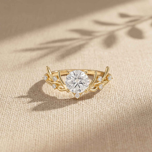 0.95 Ct Round Cut Nature-Inspired Moissanite Ring