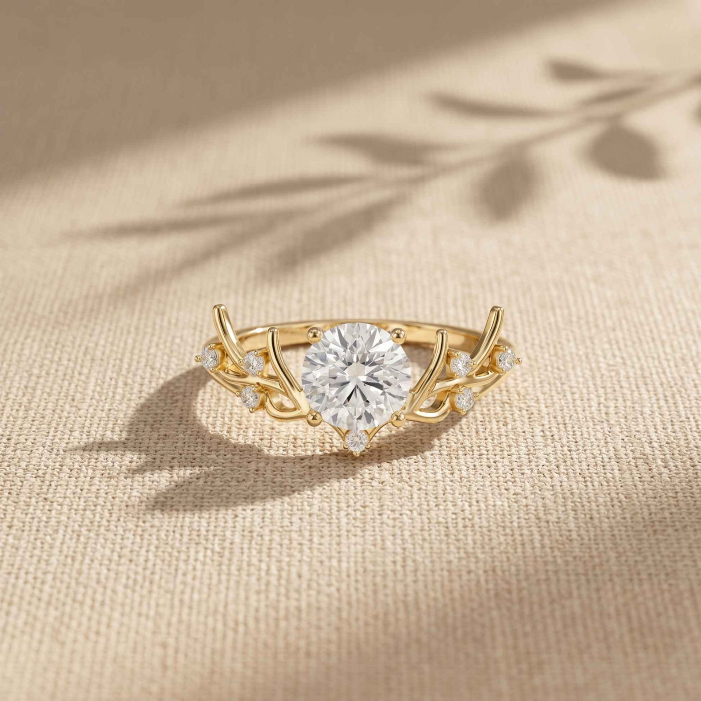 0.95 Ct Round Cut Nature-Inspired Moissanite Ring