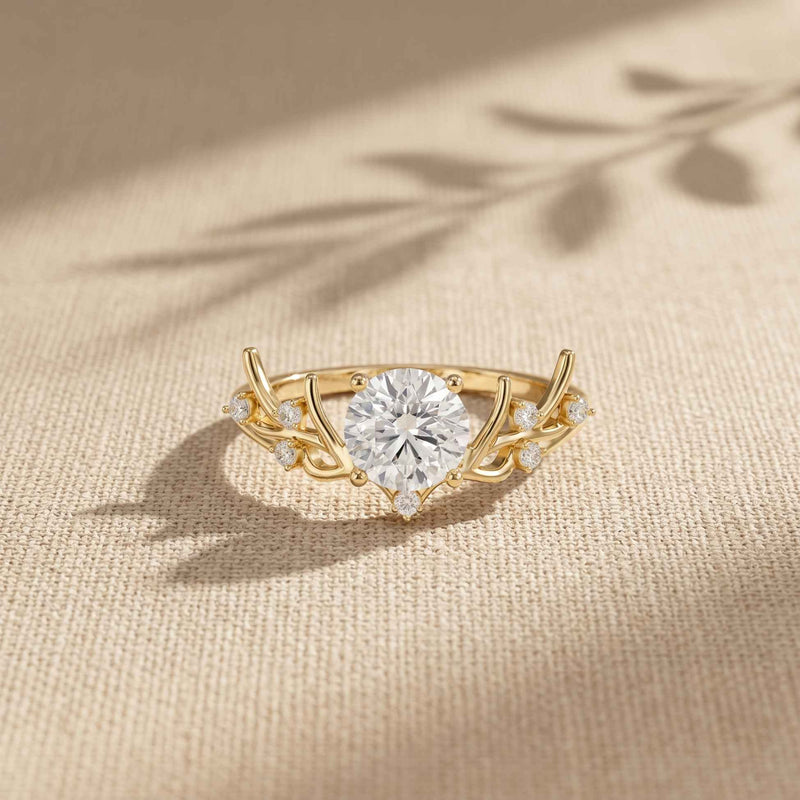 0.95 Ct Round Cut Nature-Inspired Moissanite Ring