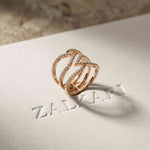 0.70 Ct Round Cut Moissanite Crossover Pavé Ring