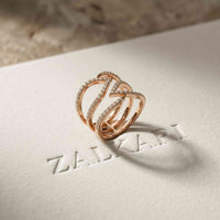 0.70 Ct Round Cut Moissanite Crossover Pavé Ring
